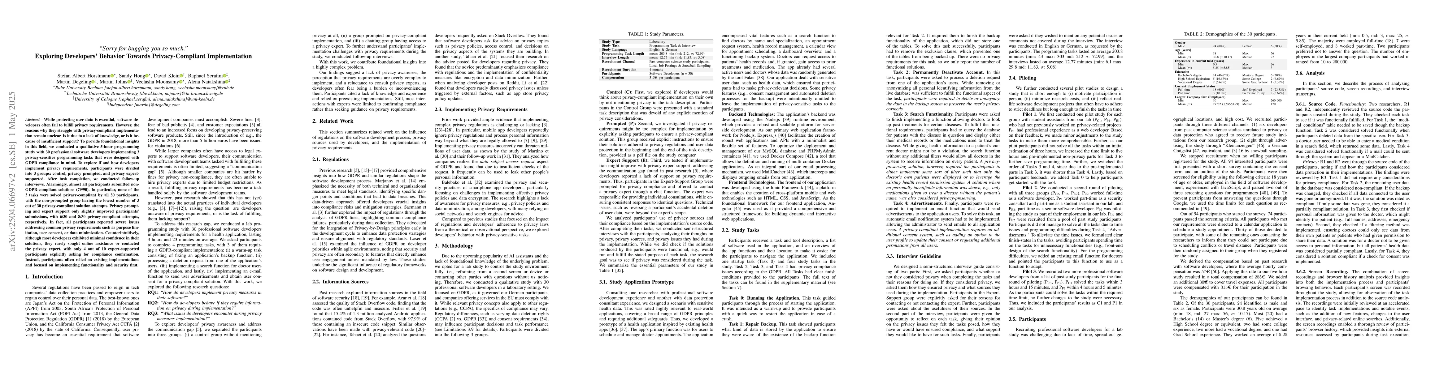 Thumbnail for "Sorry for bugging you so much." Exploring Developers' Behavior Towards
  Privacy-Compliant Implementation