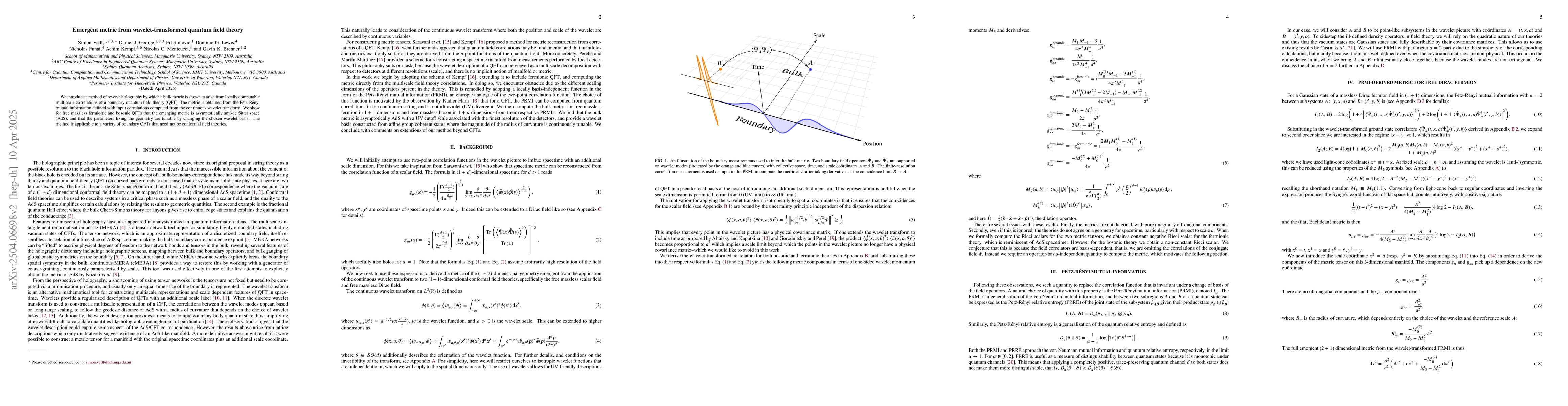 Thumbnail for Emergent metric from wavelet-transformed quantum field theory