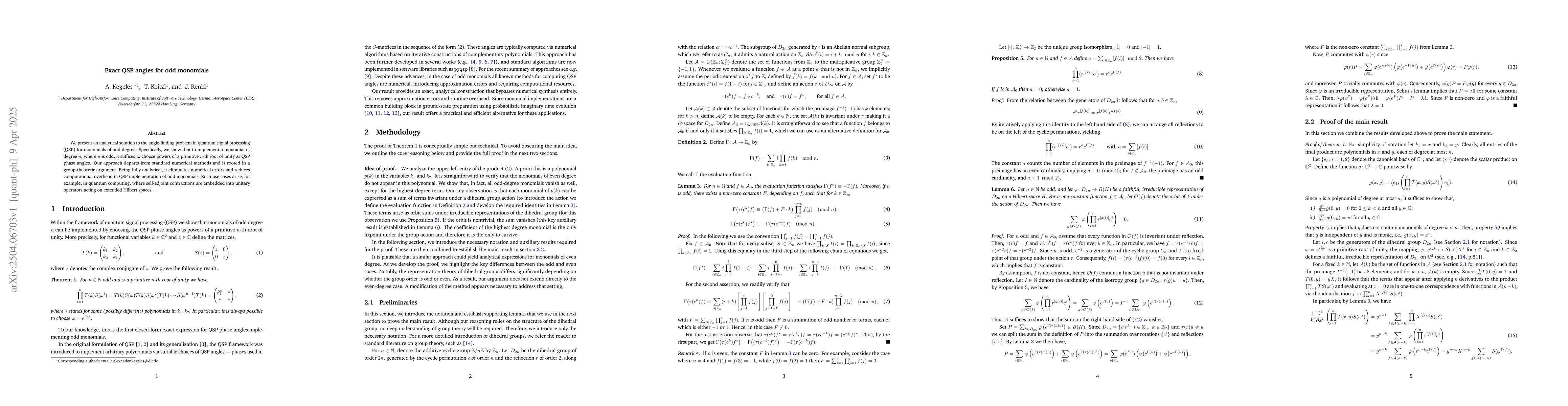 Thumbnail for Exact QSP angles for odd monomials