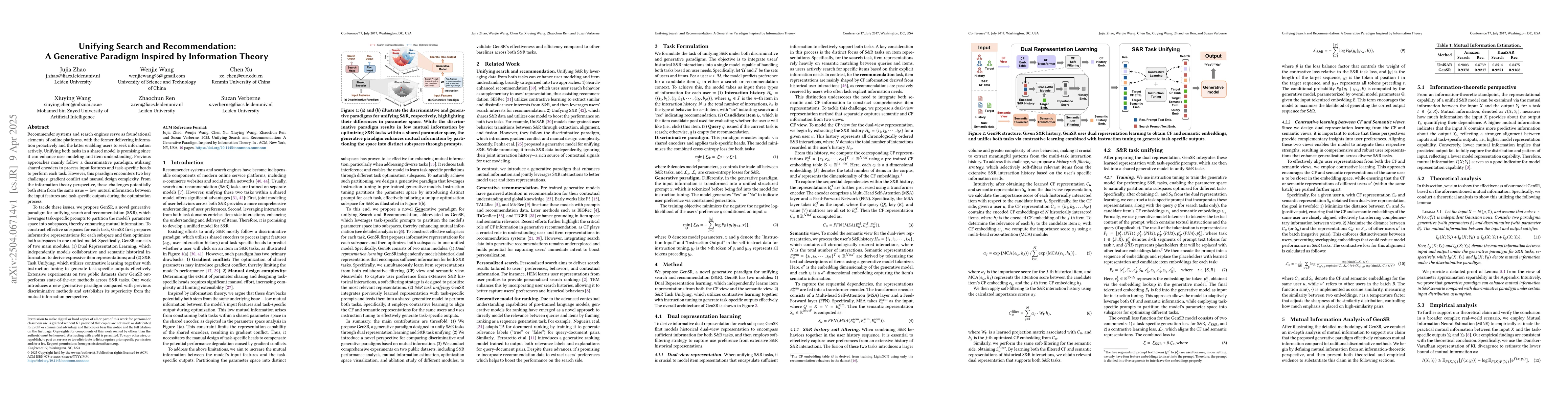 Thumbnail for Unifying Search and Recommendation: A Generative Paradigm Inspired by
  Information Theory