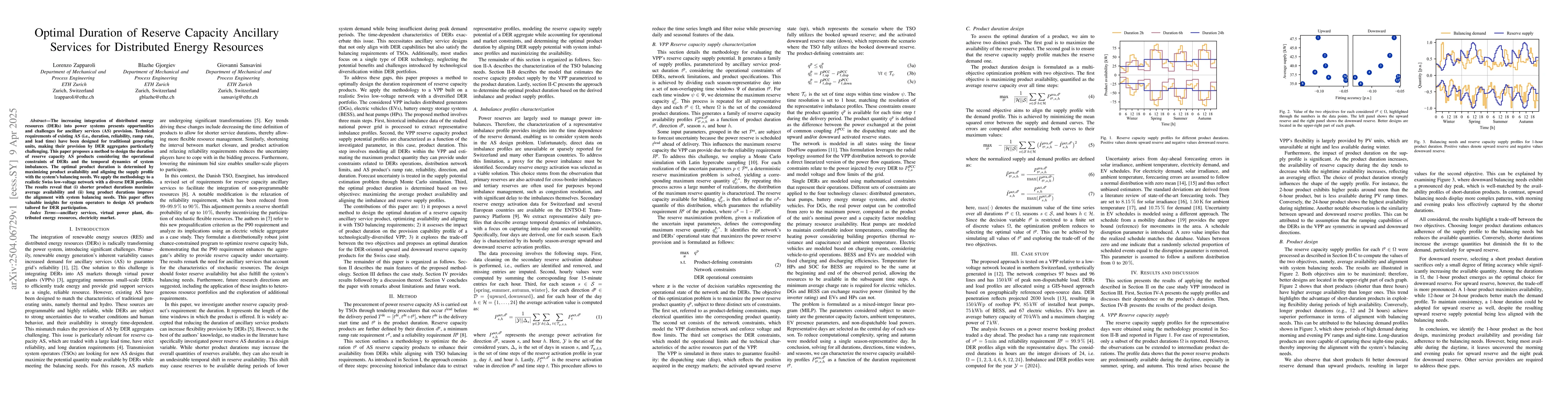 Thumbnail for Optimal Duration of Reserve Capacity Ancillary Services for Distributed
  Energy Resources