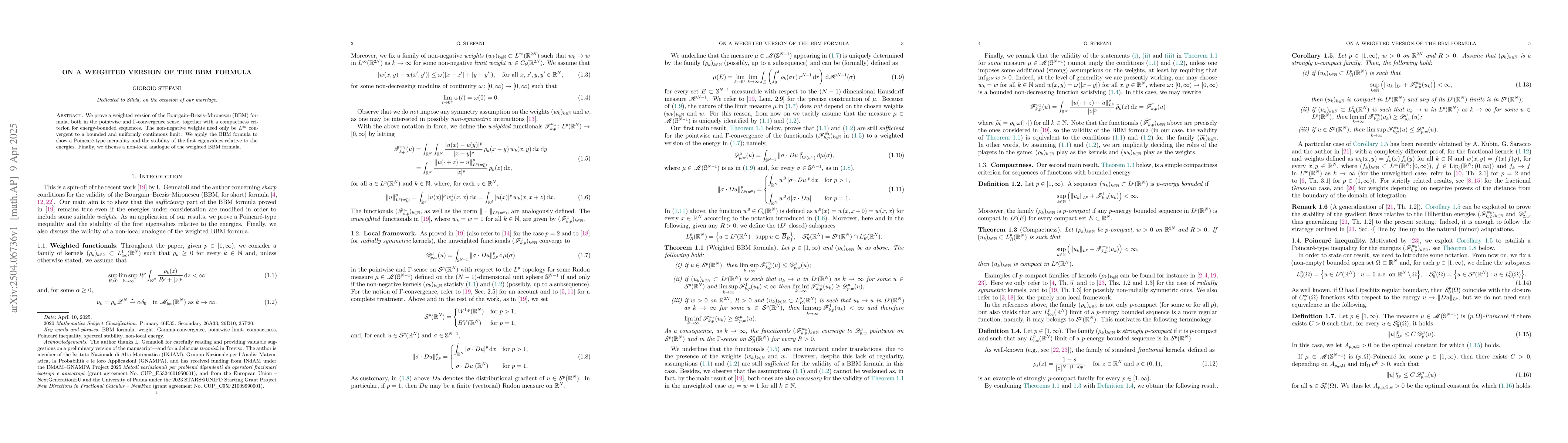 Thumbnail for On a weighted version of the BBM formula