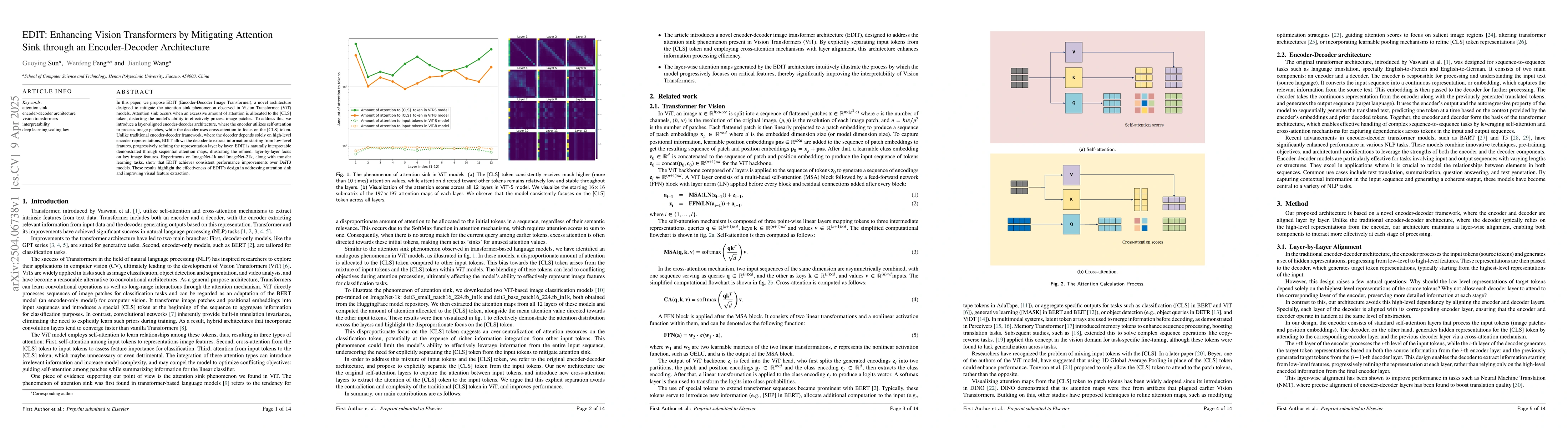 Thumbnail for EDIT: Enhancing Vision Transformers by Mitigating Attention Sink through
  an Encoder-Decoder Architecture