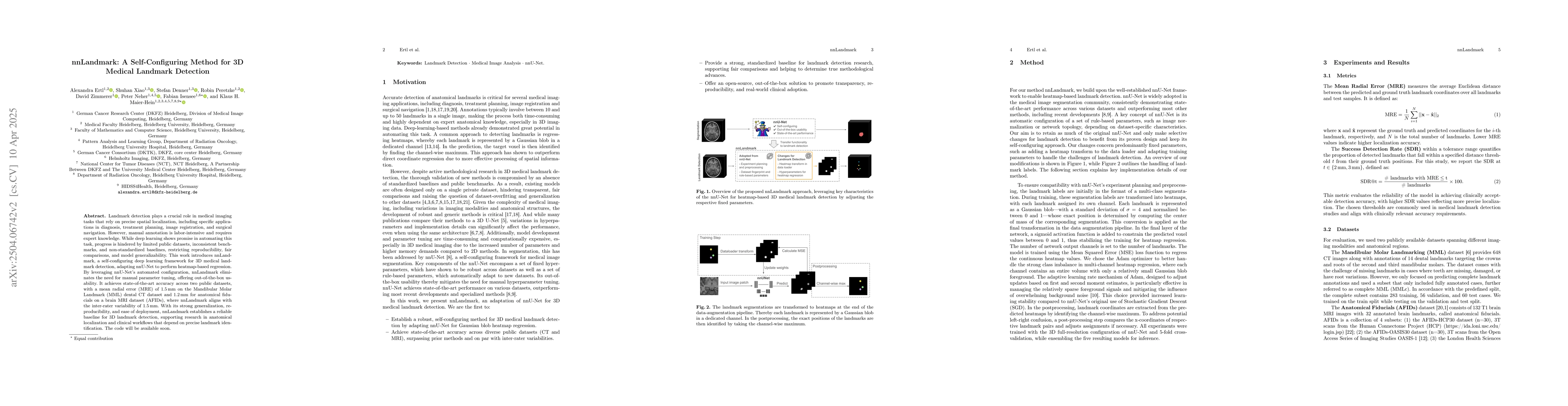 Thumbnail for nnLandmark: A Self-Configuring Method for 3D Medical Landmark Detection