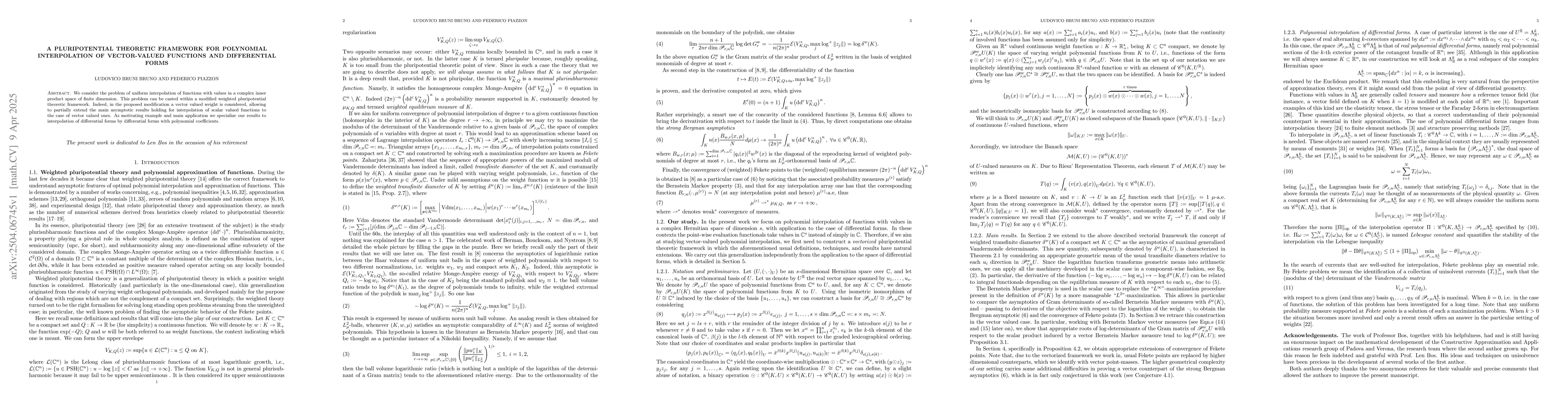 Thumbnail for A pluripotential theoretic framework for polynomial interpolation of
  vector-valued functions and differential forms