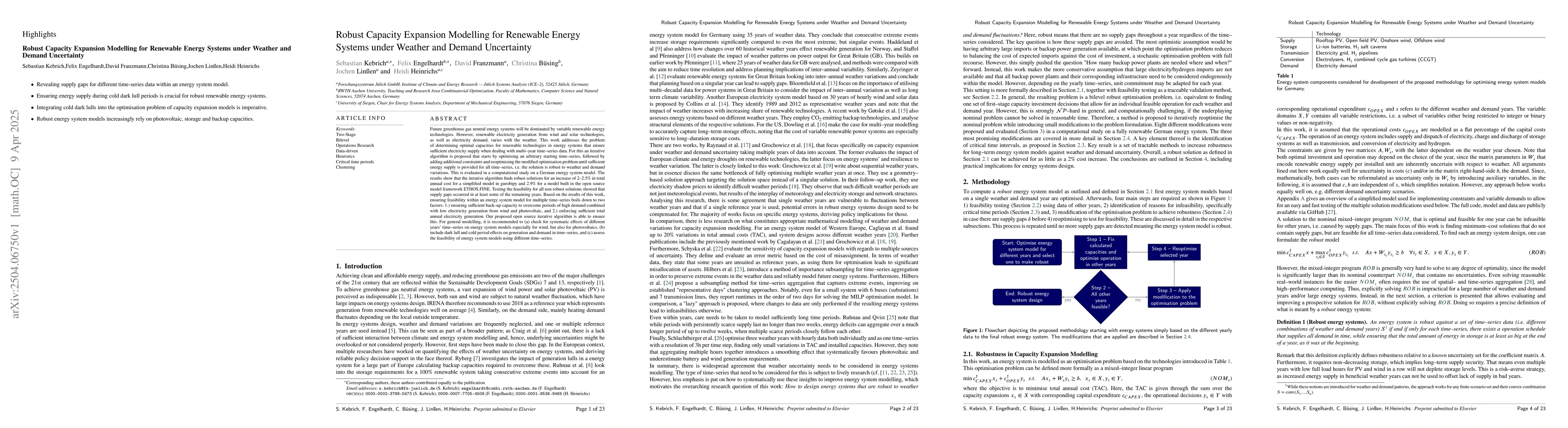 Thumbnail for Robust Capacity Expansion Modelling for Renewable Energy Systems under
  Weather and Demand Uncertainty
