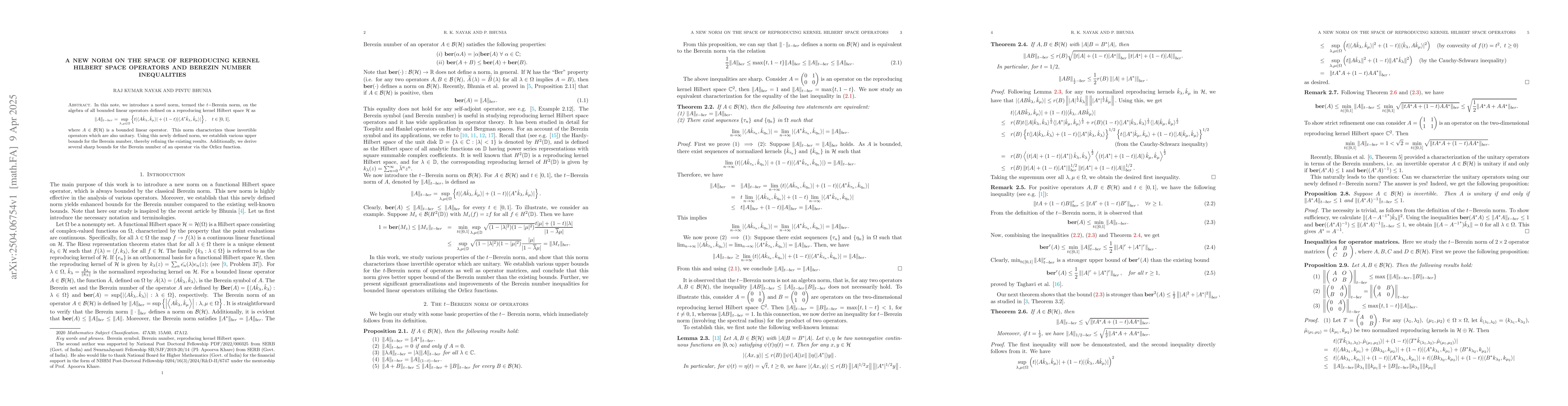 Thumbnail for A new norm on the space of reproducing kernel Hilbert space operators
  and Berezin number inequalities