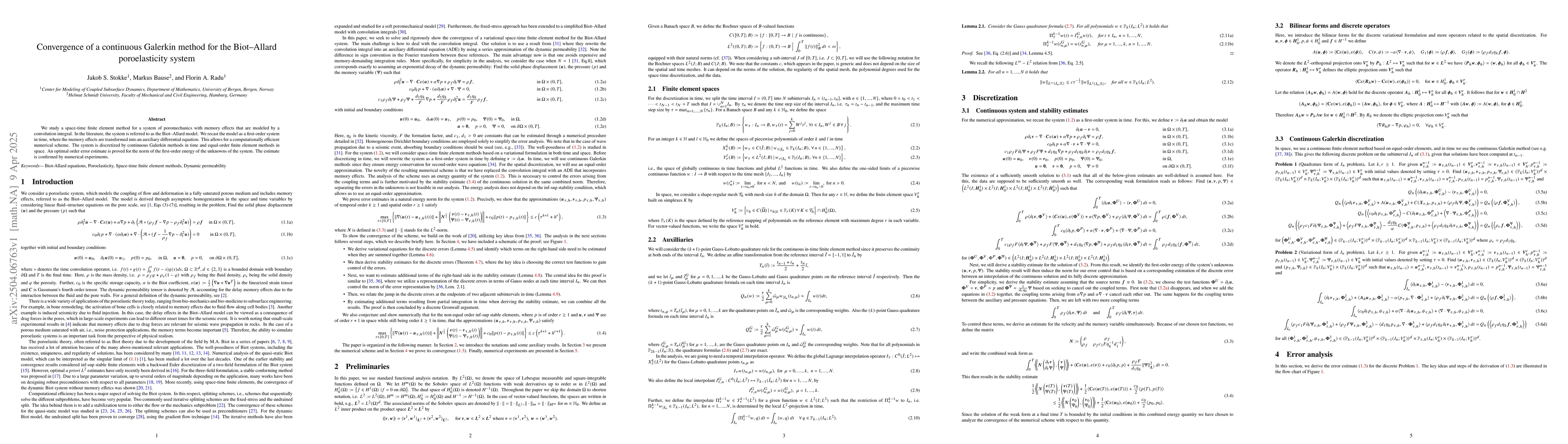 Thumbnail for Convergence of a continuous Galerkin method for the Biot-Allard
  poroelasticity system