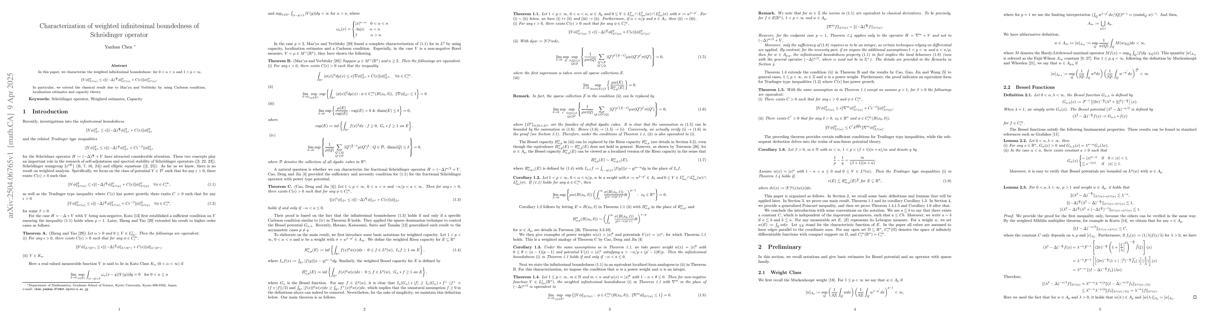 Thumbnail for Characterization of infinitesimal boundedness of Schrödinger
  operator