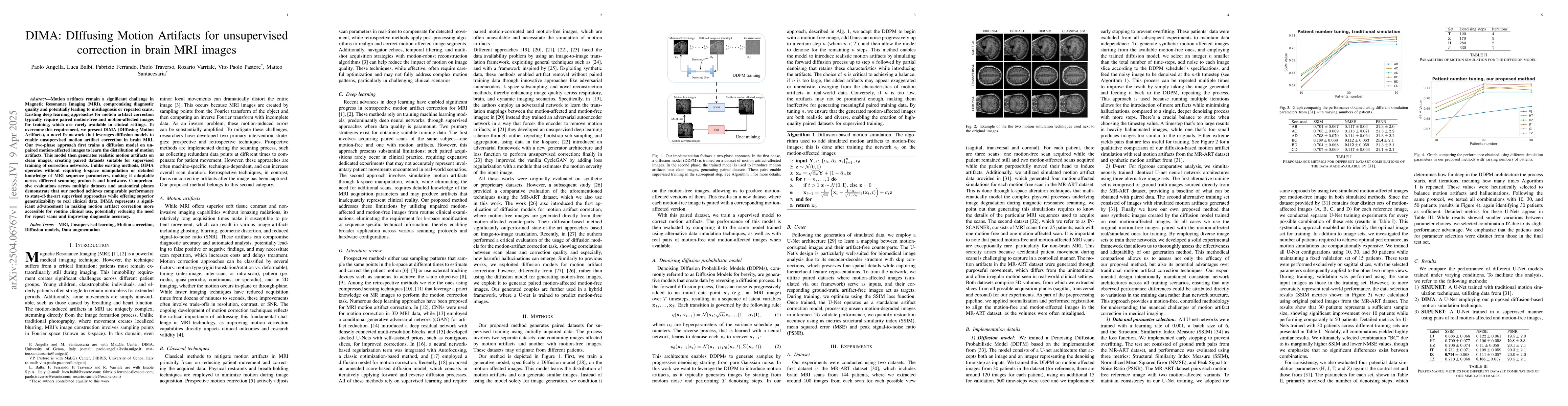 Thumbnail for DIMA: DIffusing Motion Artifacts for unsupervised correction in brain
  MRI images