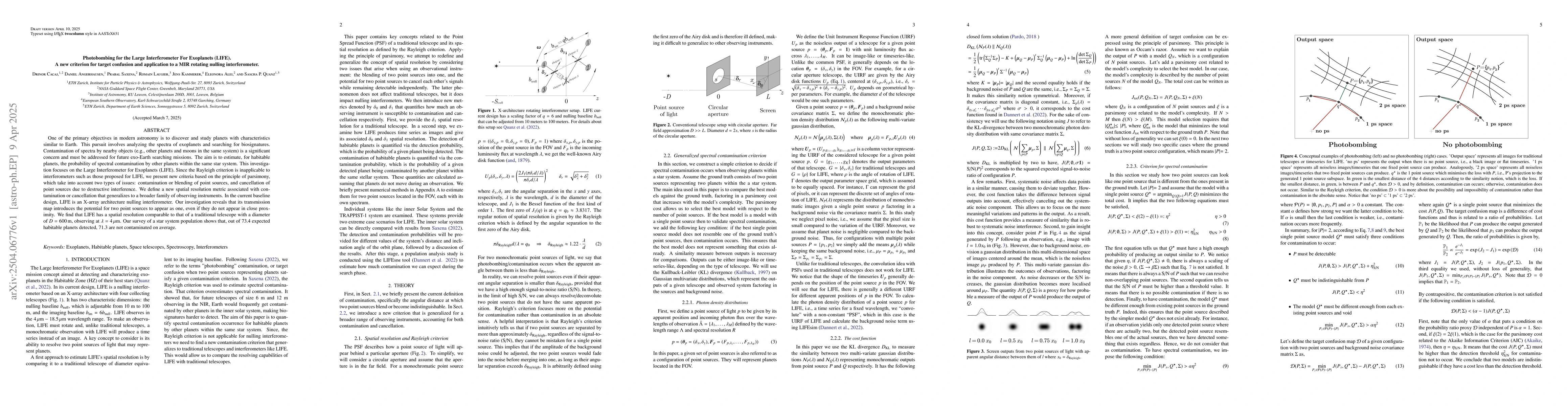 Thumbnail for Photobombing for the Large Interferometer For Exoplanets (LIFE). A new
  criterion for target confusion and application to a MIR rotating nulling
  interferometer