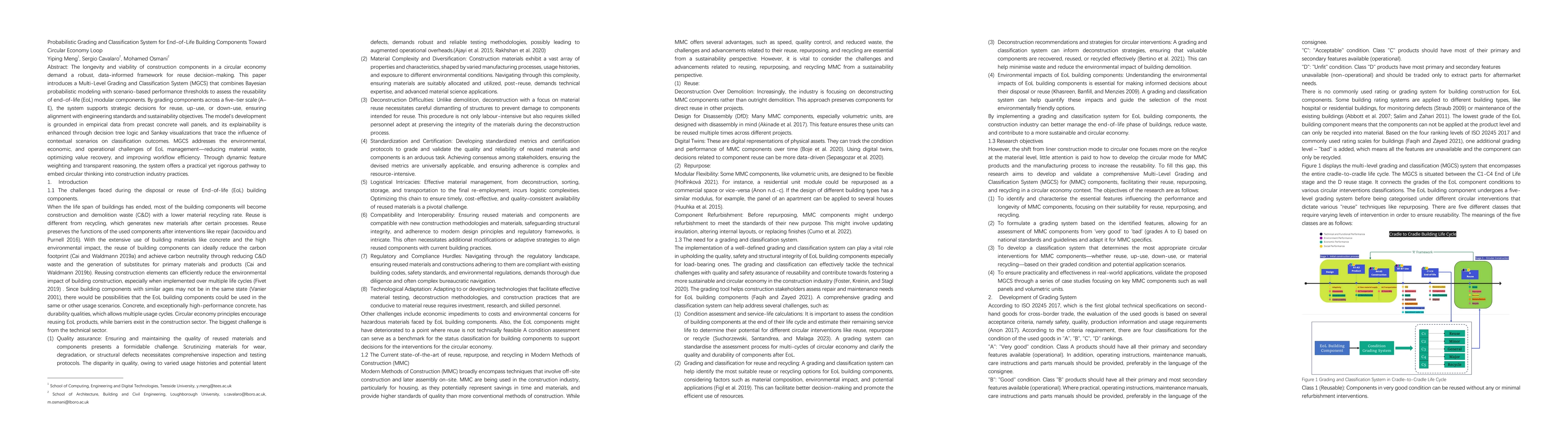 Thumbnail for Probabilistic Grading and Classification System for End-of-Life Building
  Components Toward Circular Economy Loop