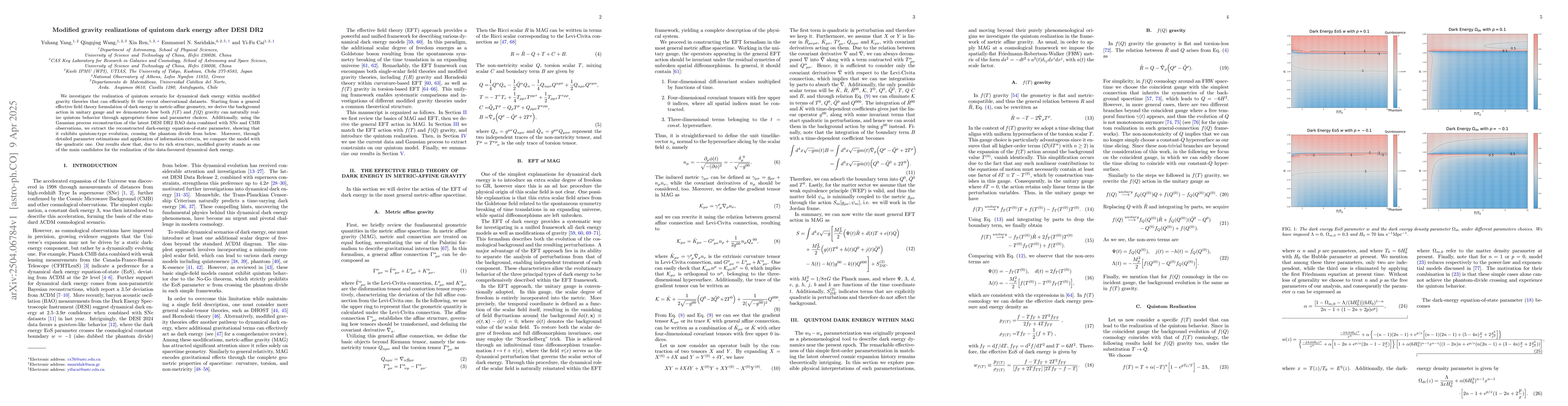 Thumbnail for Modified gravity realizations of quintom dark energy after DESI DR2