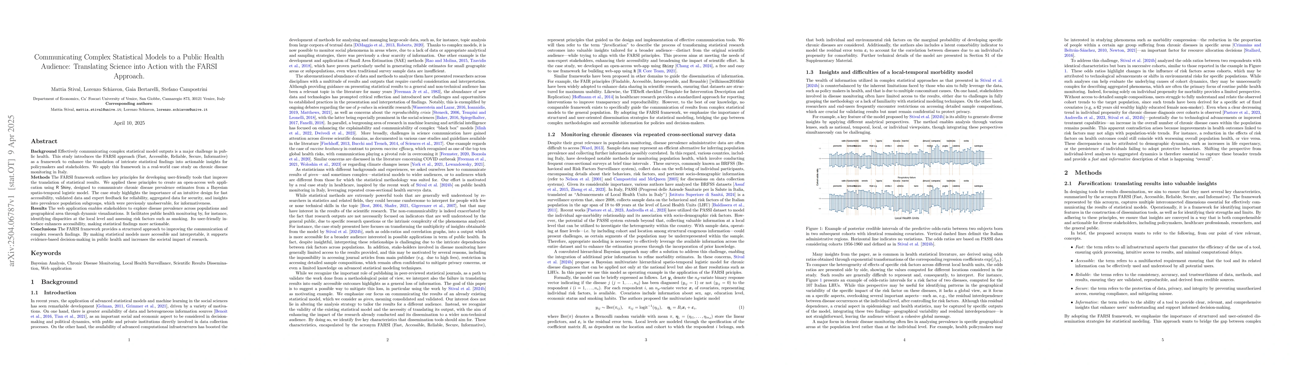 Thumbnail for Communicating complex statistical models to a public health audience:
  translating science into action with the FARSI approach