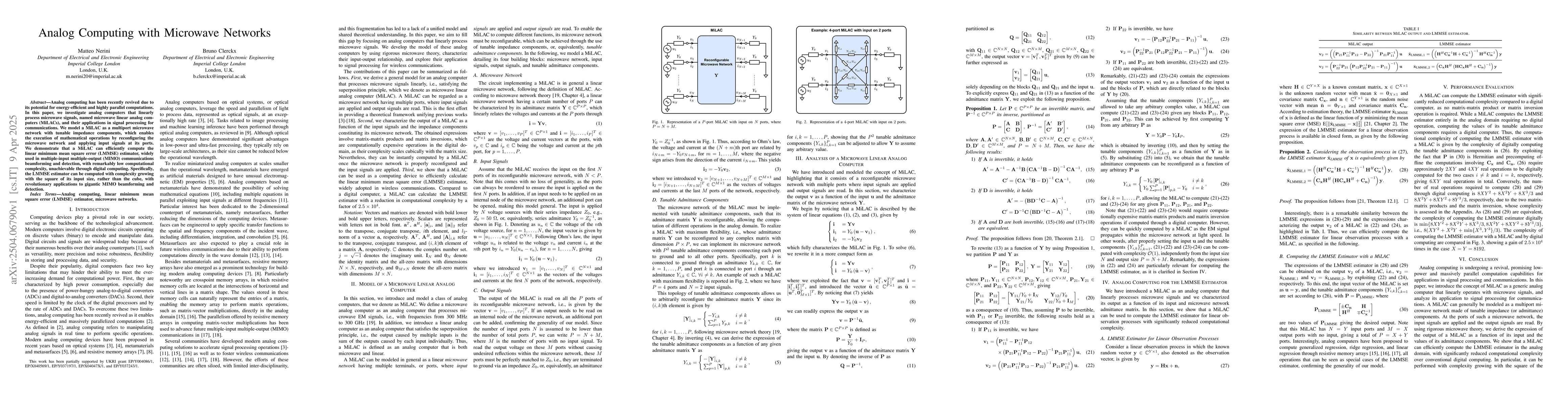 Thumbnail for Analog Computing with Microwave Networks