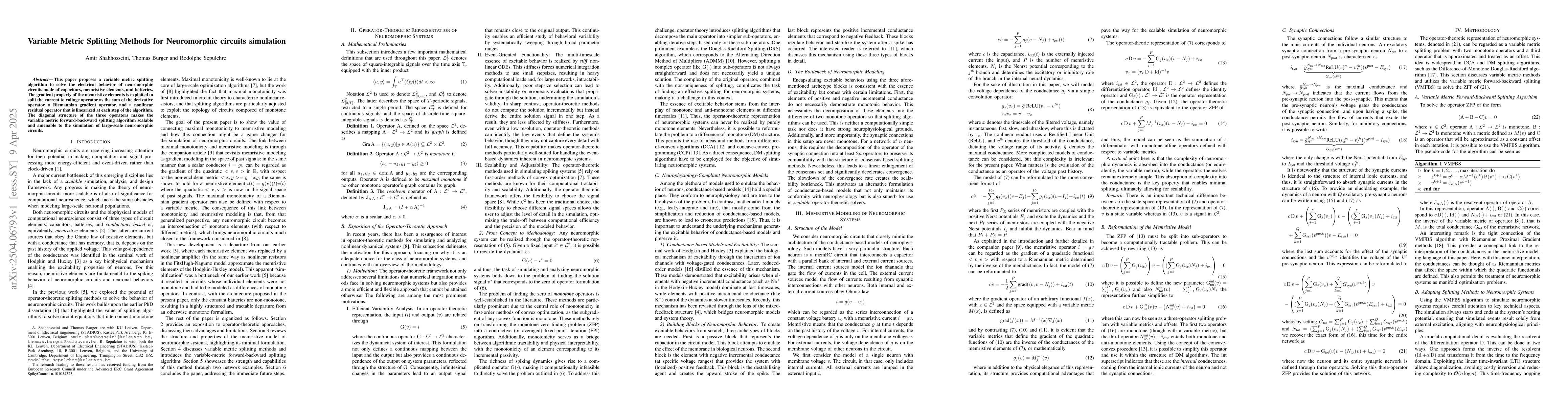 Thumbnail for Variable Metric Splitting Methods for Neuromorphic Circuits Simulation