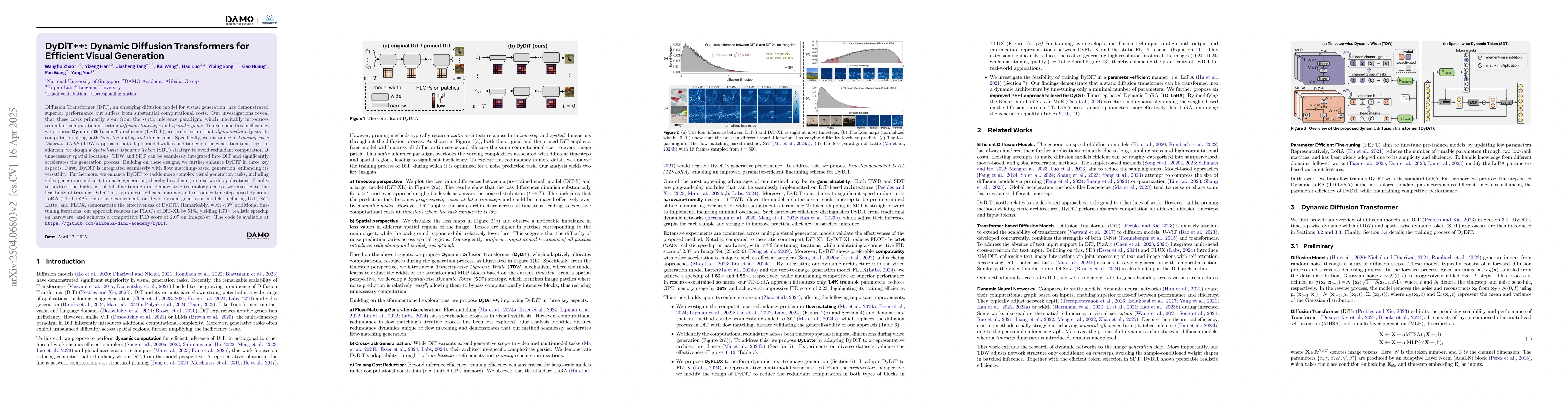 Thumbnail for DyDiT++: Dynamic Diffusion Transformers for Efficient Visual Generation