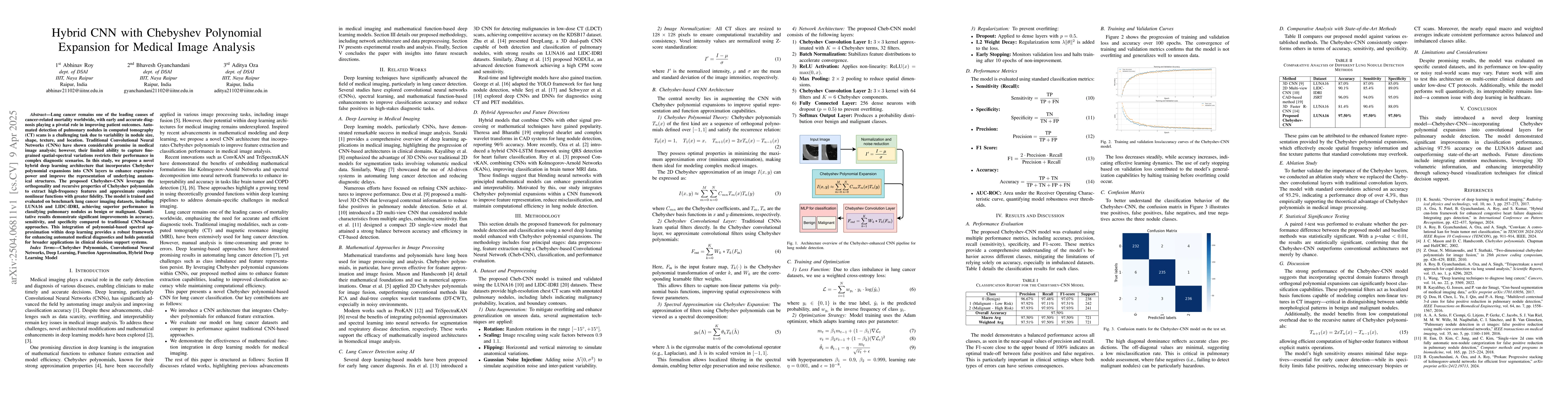 Thumbnail for Hybrid CNN with Chebyshev Polynomial Expansion for Medical Image
  Analysis