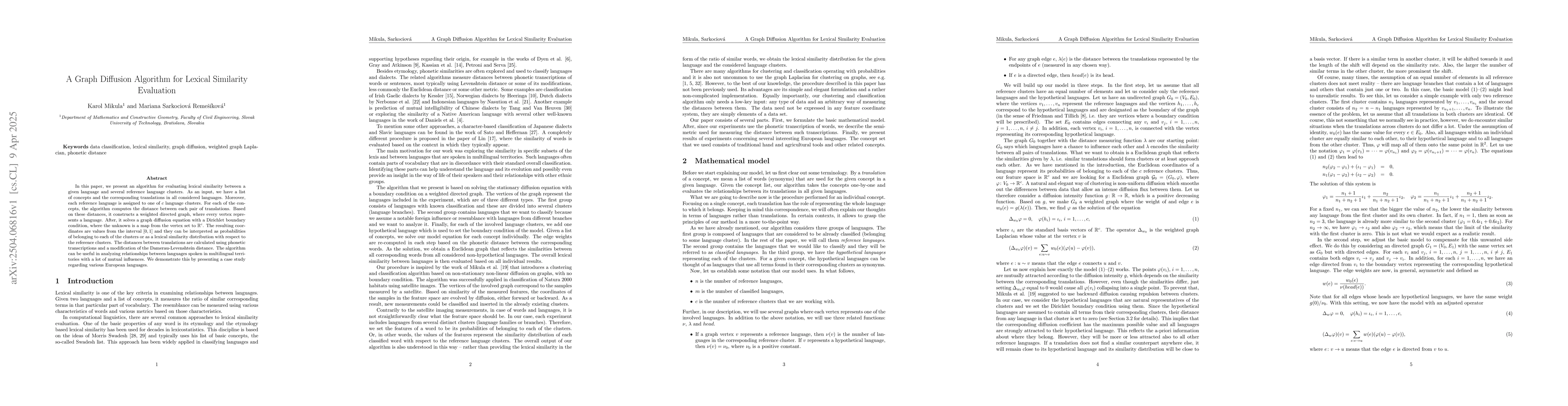 Thumbnail for A Graph Diffusion Algorithm for Lexical Similarity Evaluation