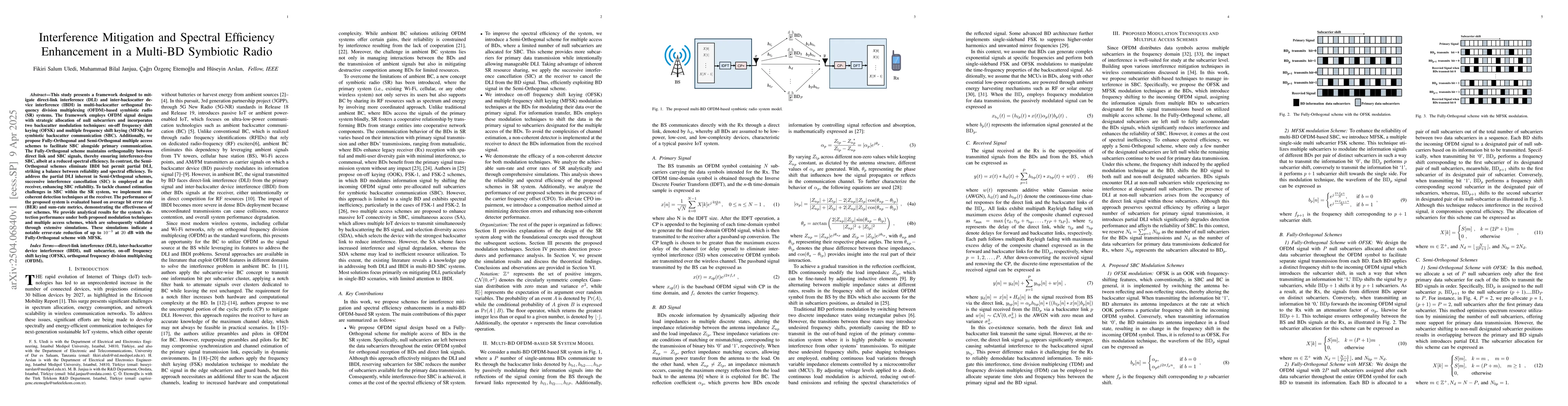Thumbnail for Interference Mitigation and Spectral Efficiency Enhancement in a
  Multi-BD Symbiotic Radio