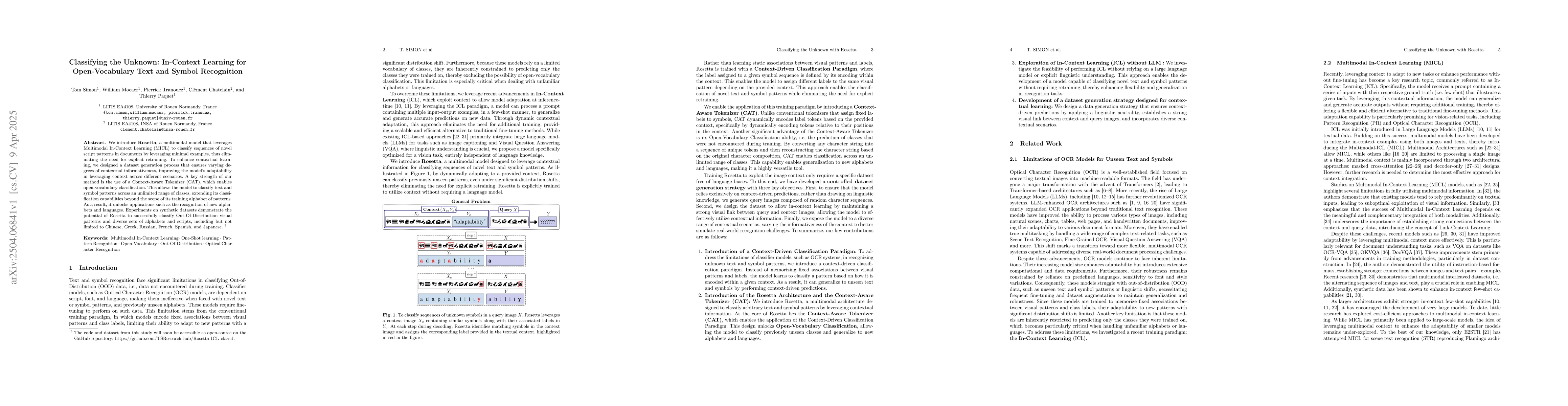 Thumbnail for Classifying the Unknown: In-Context Learning for Open-Vocabulary Text
  and Symbol Recognition