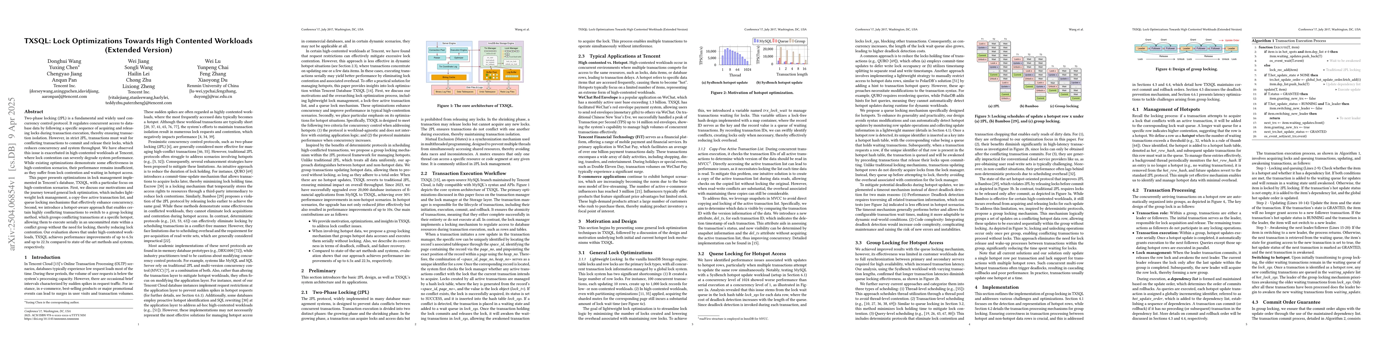 Thumbnail for TXSQL: Lock Optimizations Towards High Contented Workloads (Extended
  Version)