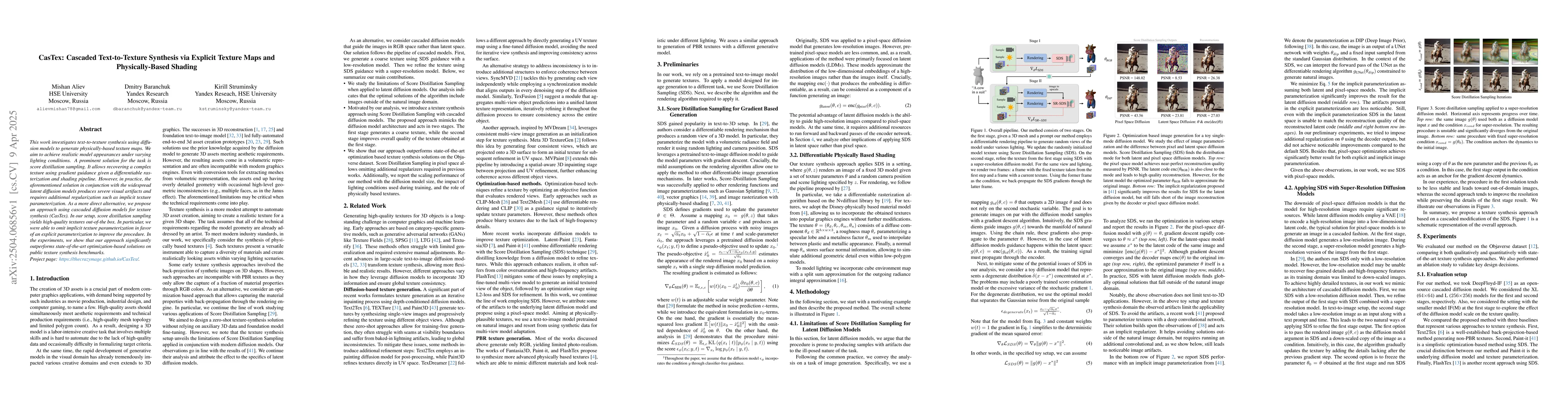 Thumbnail for CasTex: Cascaded Text-to-Texture Synthesis via Explicit Texture Maps and
  Physically-Based Shading