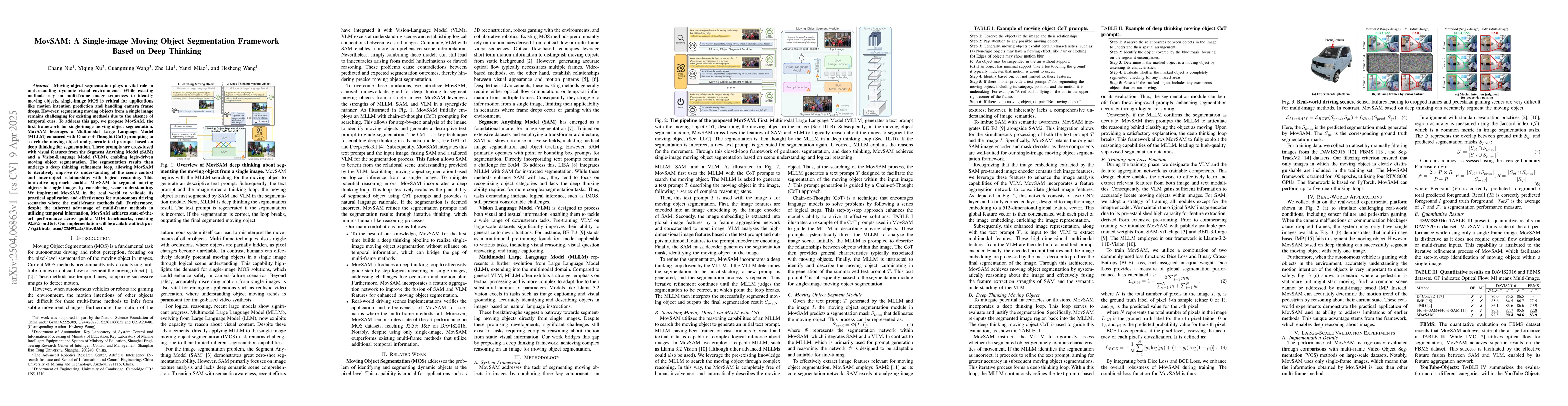 Thumbnail for MovSAM: A Single-image Moving Object Segmentation Framework Based on
  Deep Thinking
