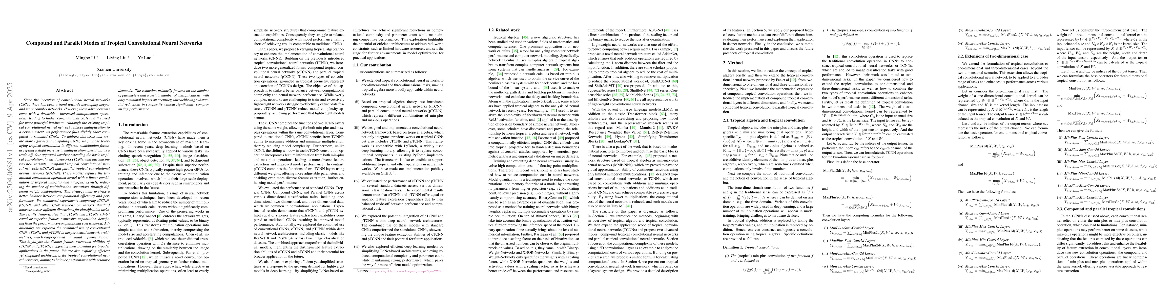 Thumbnail for Compound and Parallel Modes of Tropical Convolutional Neural Networks