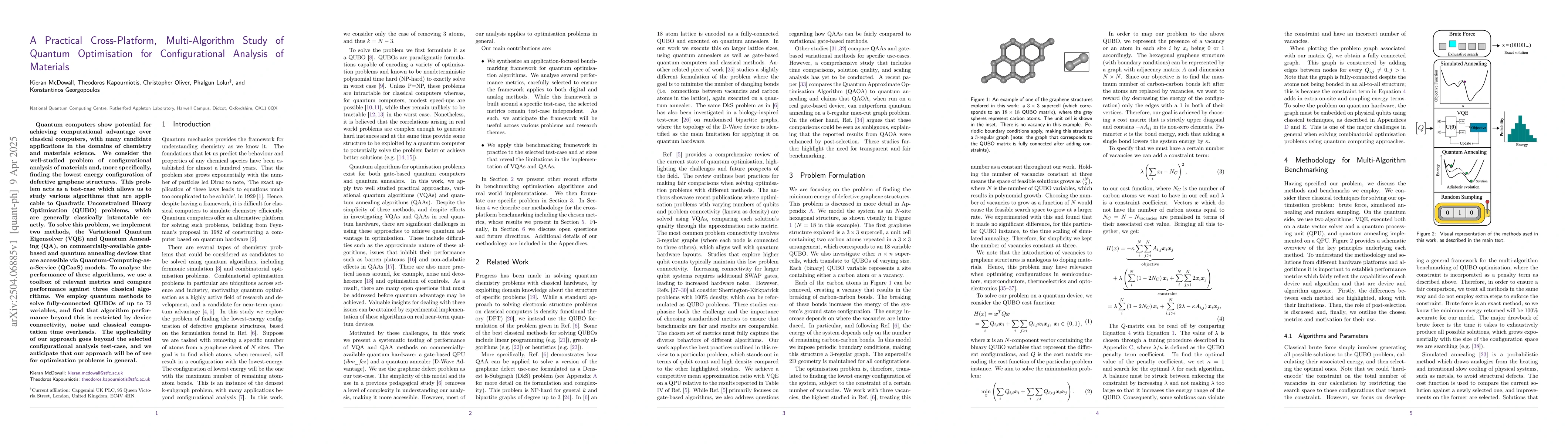 Thumbnail for A Practical Cross-Platform, Multi-Algorithm Study of Quantum
  Optimisation for Configurational Analysis of Materials