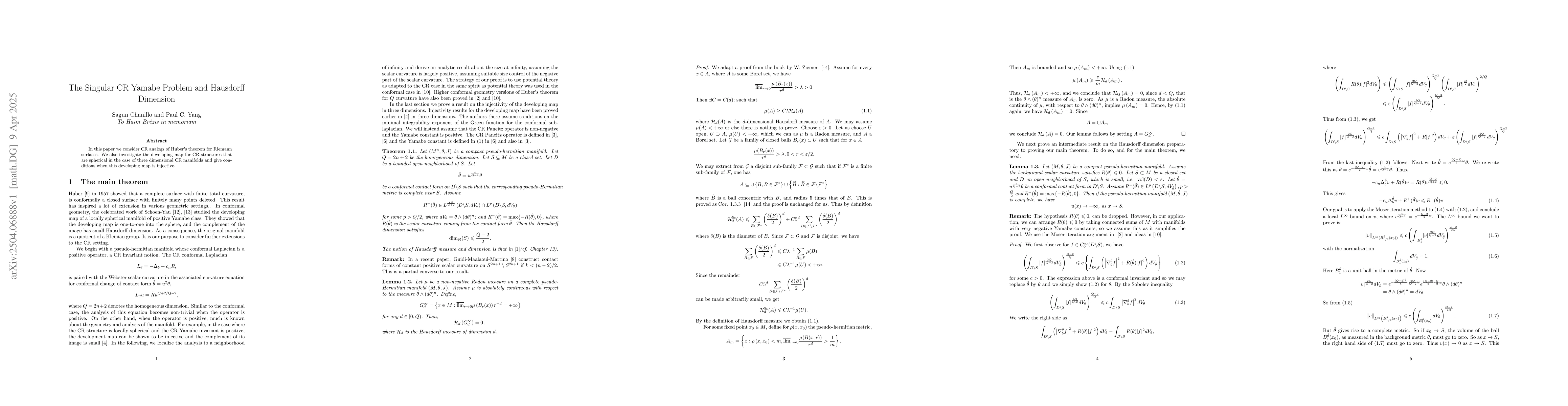 Thumbnail for The Singular CR Yamabe Problem and Hausdorff Dimension