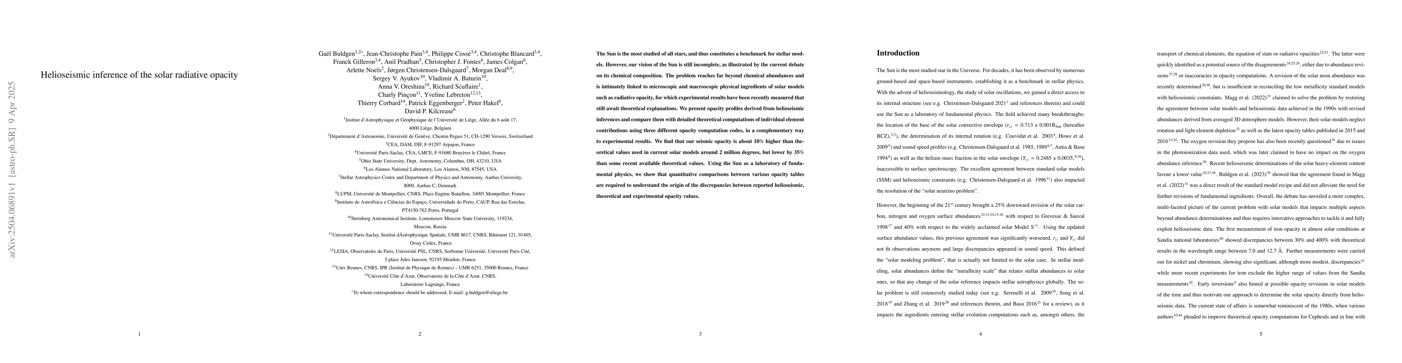 Thumbnail for Helioseismic inference of the solar radiative opacity