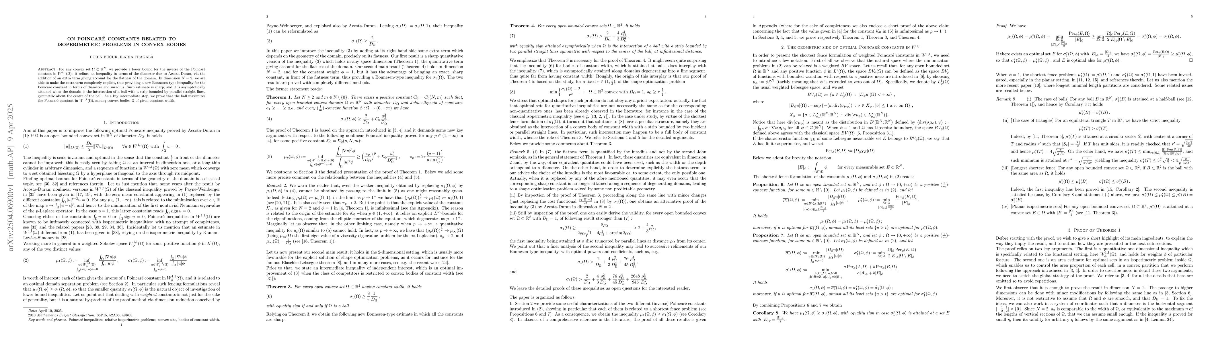 Thumbnail for On Poincaré constants related to isoperimetric problems in convex
  bodies
