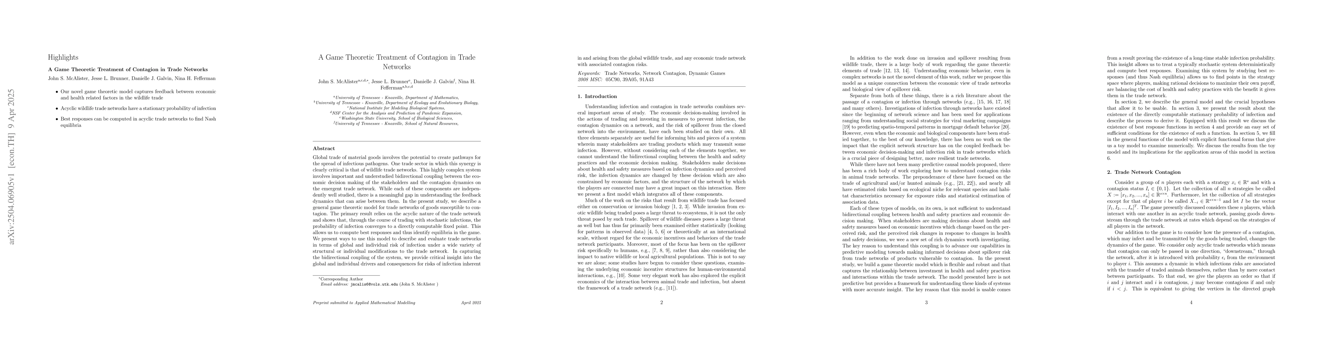 Thumbnail for A Game Theoretic Treatment of Contagion in Trade Networks