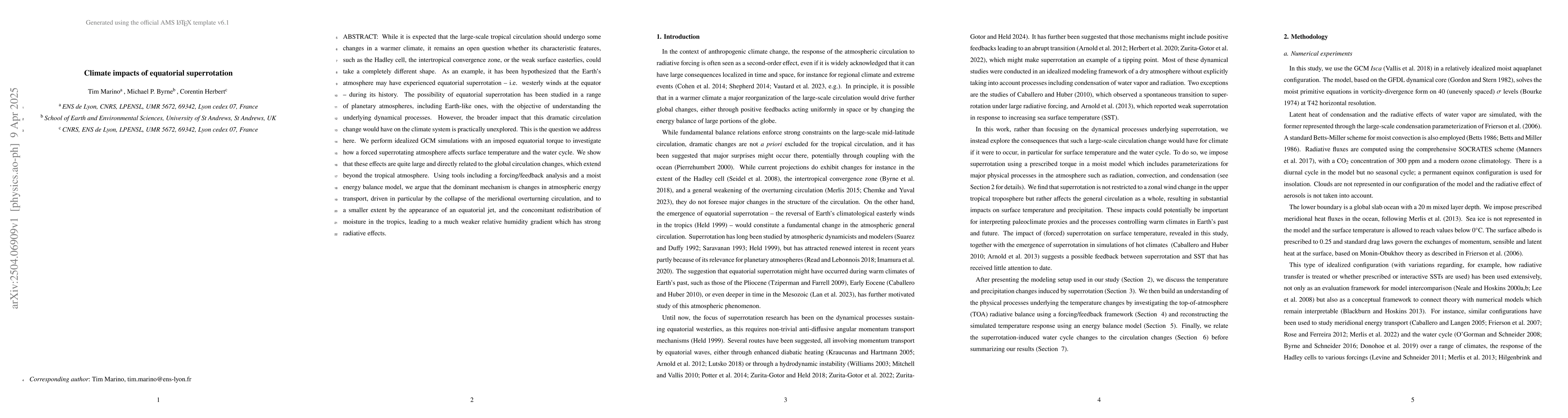 Thumbnail for Climate impacts of equatorial superrotation