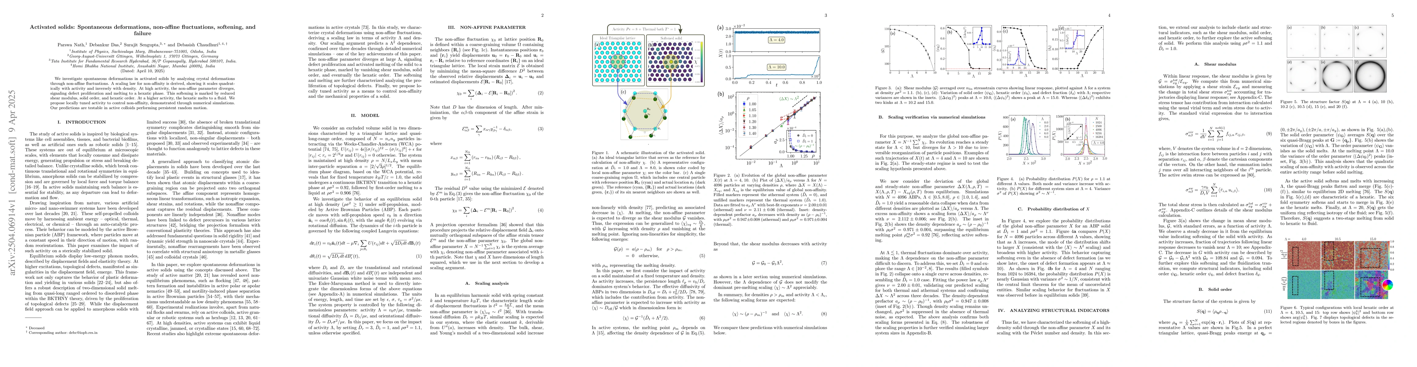 Thumbnail for Activated solids: Spontaneous deformations, non-affine fluctuations,
  softening, and failure