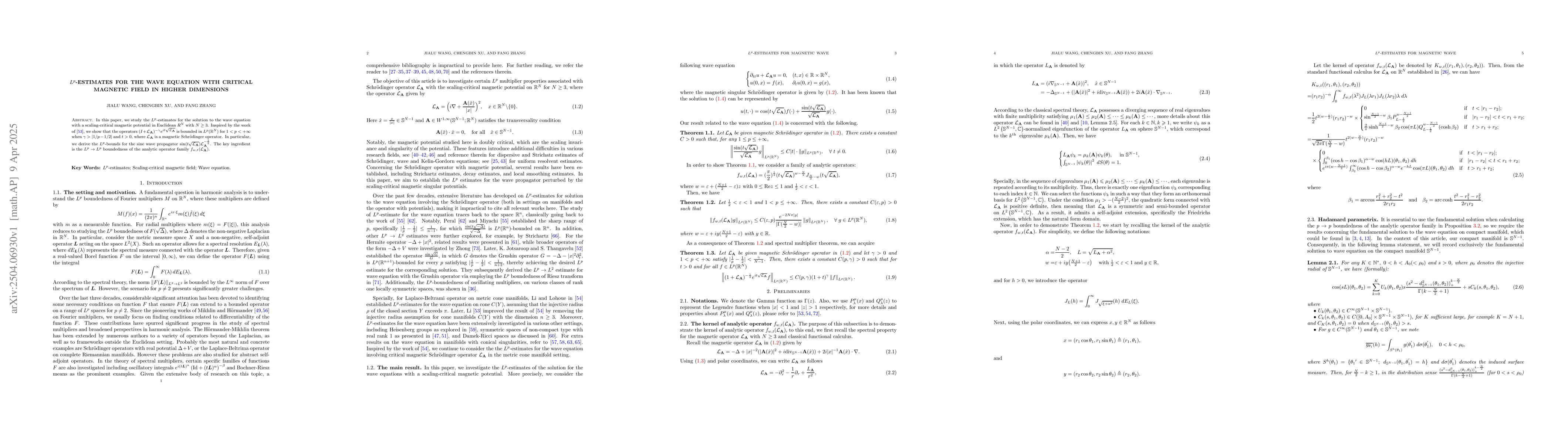 Thumbnail for $L^p$-estimates for the wave equation with critical magnetic field in
  higher dimensions