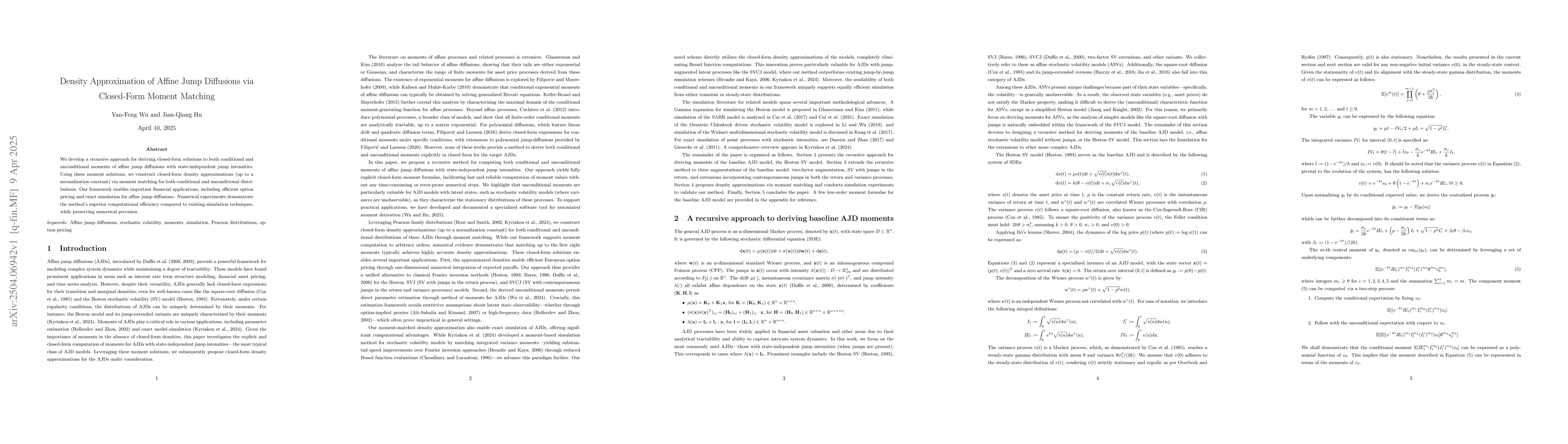 Thumbnail for Density Approximation of Affine Jump Diffusions via Closed-Form Moment
  Matching