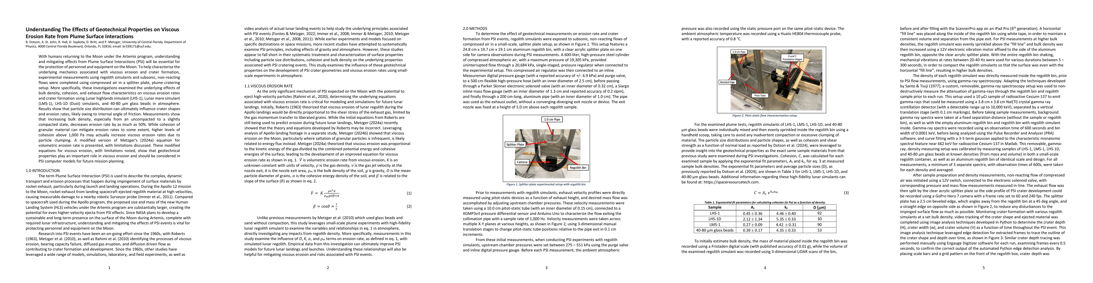 Thumbnail for Understanding The Effects of Geotechnical Properties on Viscous Erosion
  Rate from Plume Surface Interactions