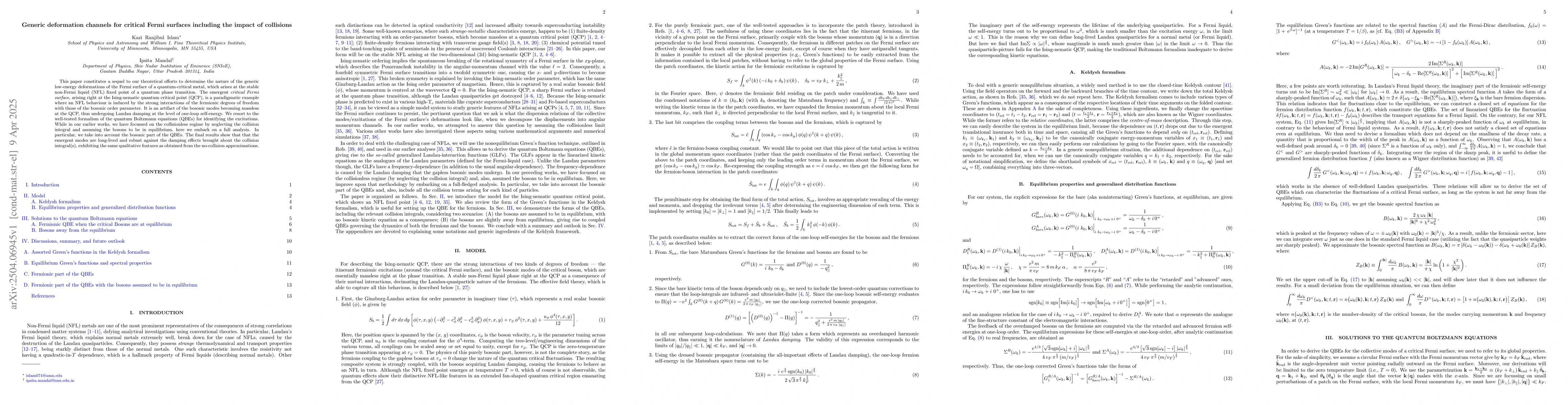 Thumbnail for Generic deformation channels for critical Fermi surfaces including the
  impact of collisions