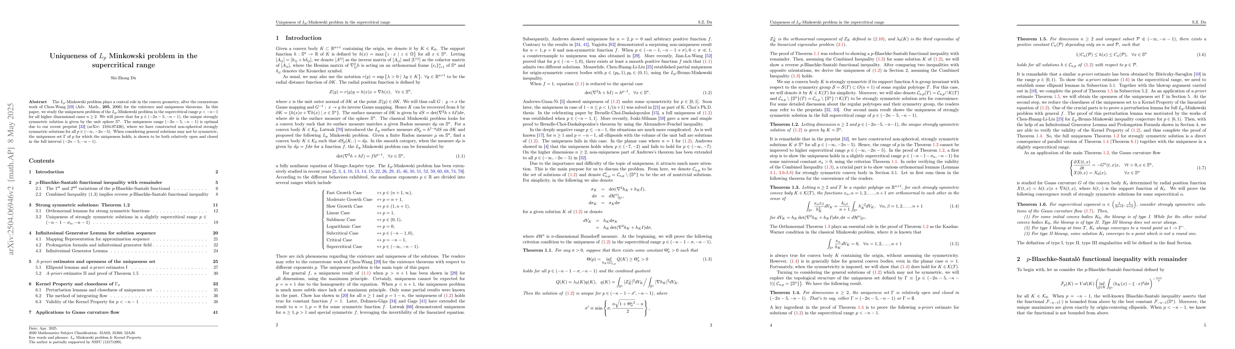 Thumbnail for Uniqueness of Lp Minkowski problem in the supercritical range