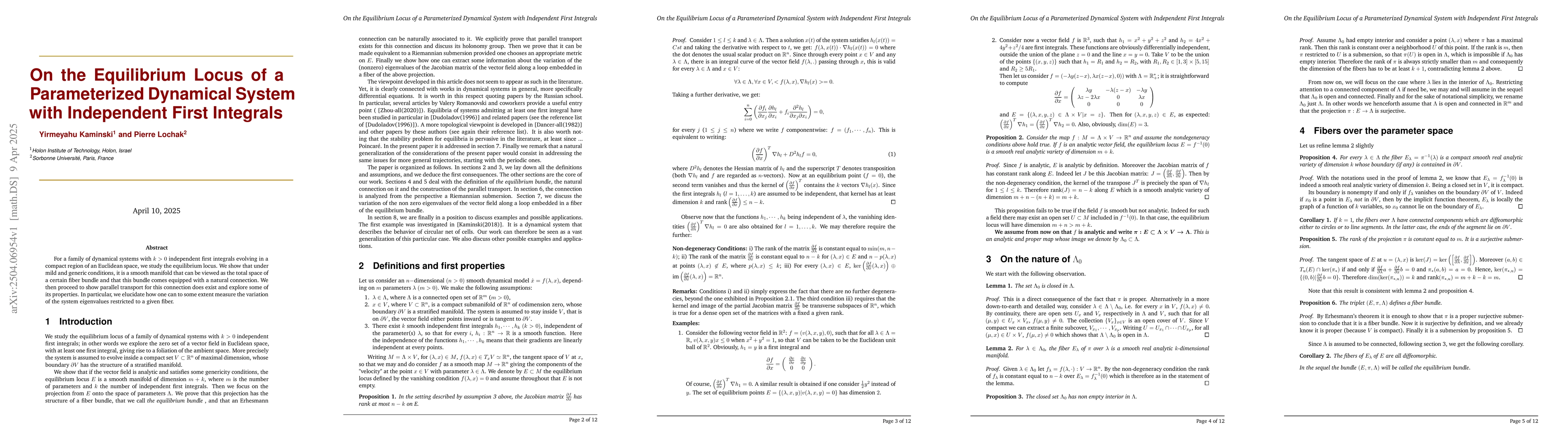 Thumbnail for On the Equilibrium Locus of a Parameterized Dynamical System with
  Independent First Integrals