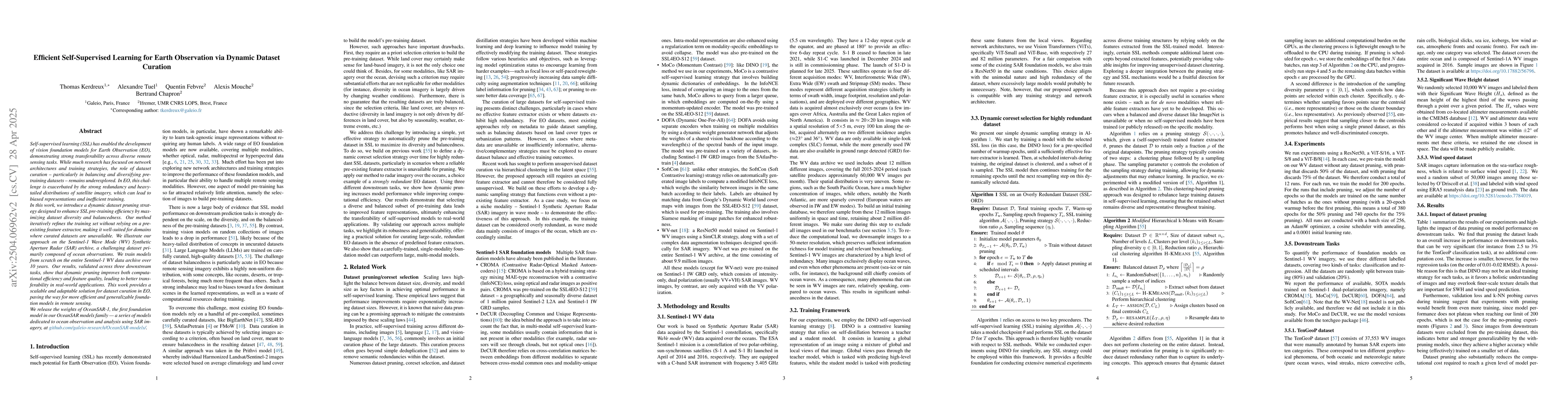 Thumbnail for Efficient Self-Supervised Learning for Earth Observation via Dynamic
  Dataset Curation