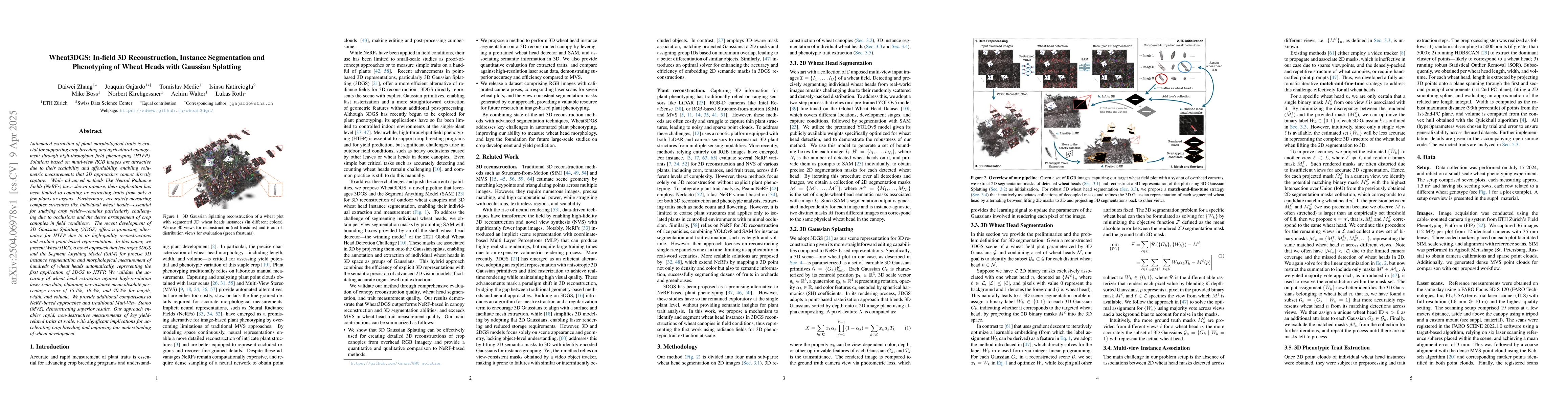 Thumbnail for Wheat3DGS: In-field 3D Reconstruction, Instance Segmentation and
  Phenotyping of Wheat Heads with Gaussian Splatting
