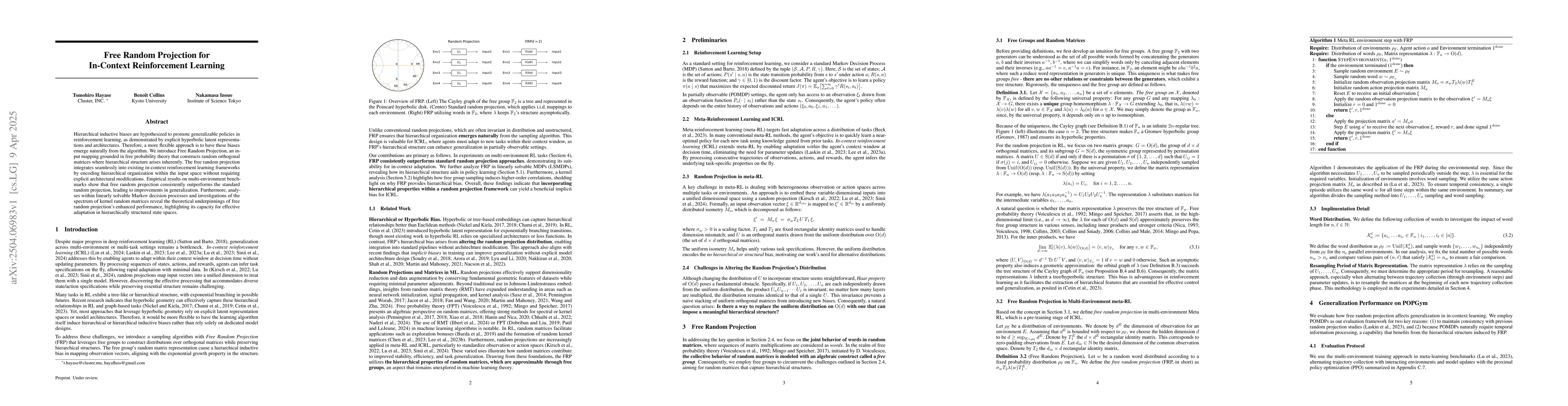 Thumbnail for Free Random Projection for In-Context Reinforcement Learning
