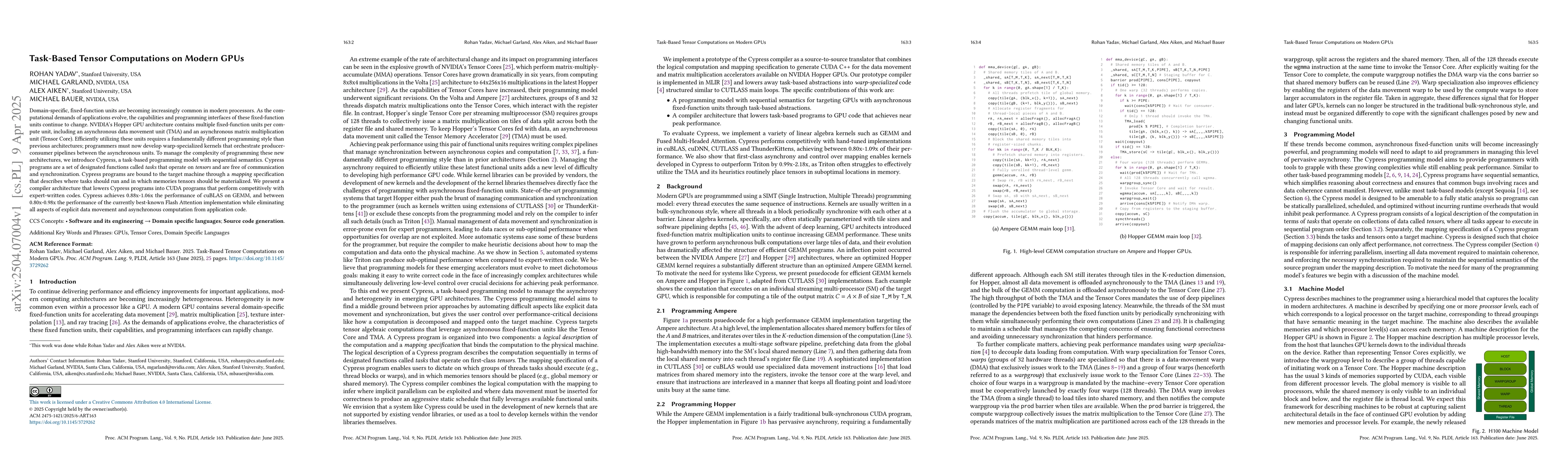 Thumbnail for Task-Based Tensor Computations on Modern GPUs