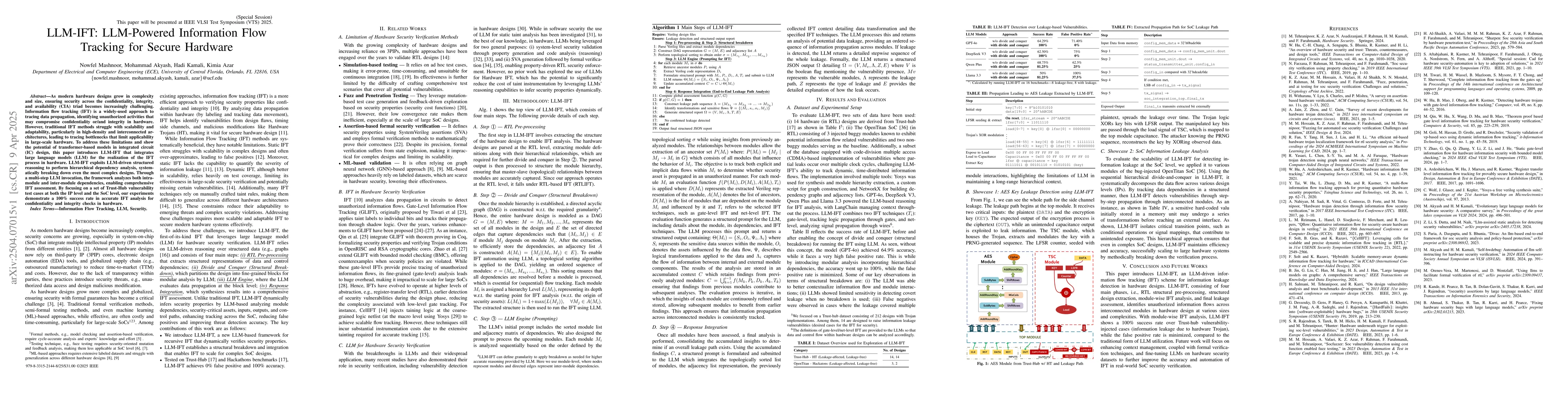 Thumbnail for LLM-IFT: LLM-Powered Information Flow Tracking for Secure Hardware