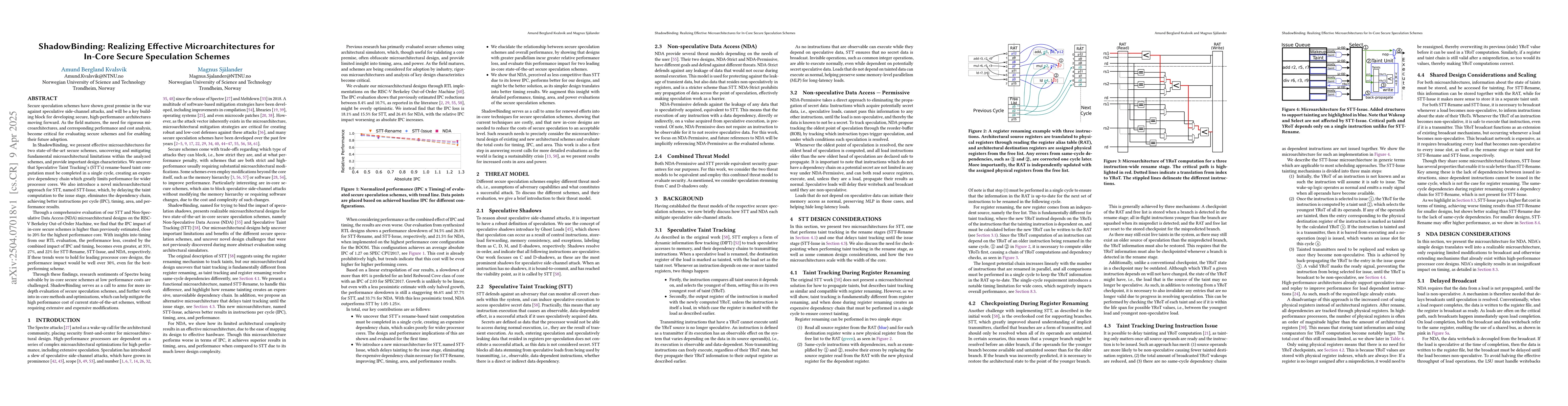 Thumbnail for ShadowBinding: Realizing Effective Microarchitectures for In-Core Secure
  Speculation Schemes