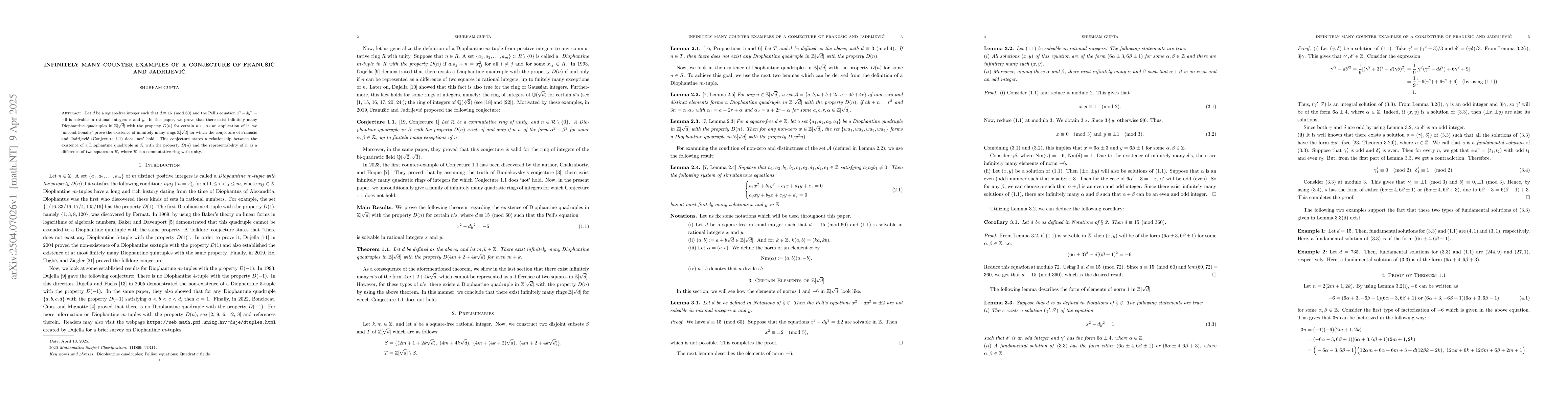 Thumbnail for Infinitely Many Counter Examples of a Conjecture of Franušić and
  Jadrijević