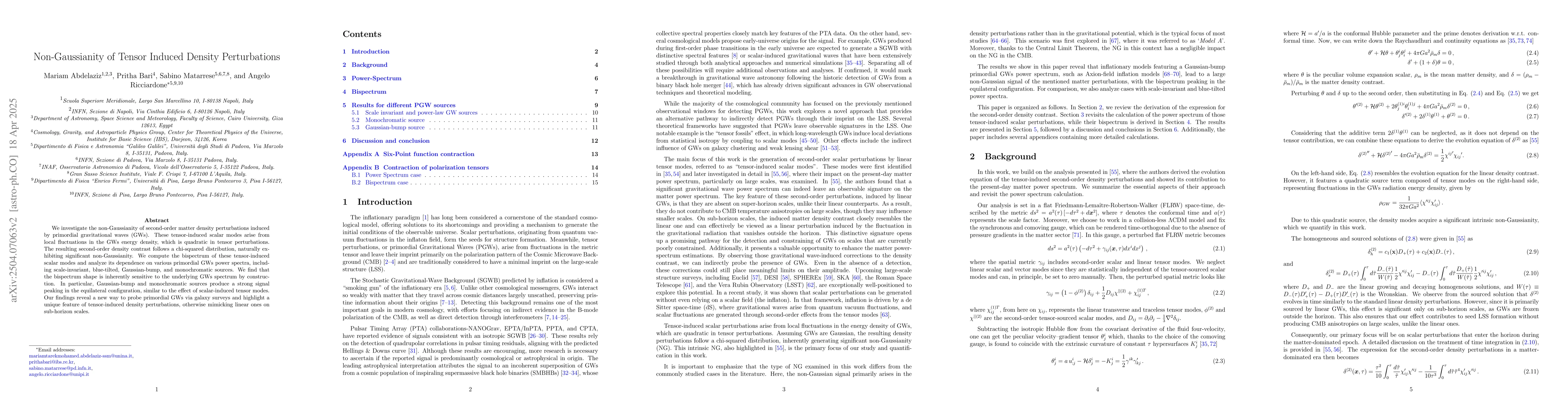 Thumbnail for Non-Gaussianity of Tensor Induced Density Perturbations